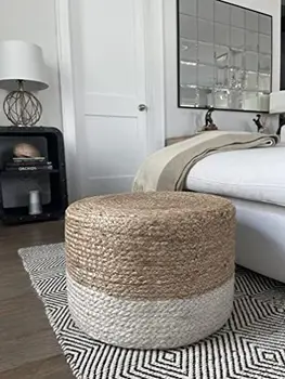 Пуф-пуфик & L Homes - 100% Джутовая плетеная подставка для ног, пуф ручной вязки, традиционный шнуровой пуф в стиле бохо для гостиной, спальни