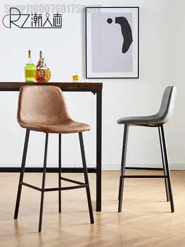 Современный минималистичный барный стул из кованого железа, высокий стул с домашней спинкой, высокий табурет для бара, легкий роскошный высокий табурет для бара