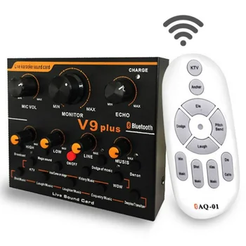AOSHEN V9plus Студийная запись подкаста в прямом эфире Аудиоинтерфейс Караоке Прямая трансляция USB Звуковая карта внешняя