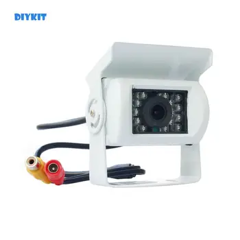 DIYKIT 120-Градусная водонепроницаемая цветная ПЗС-камера заднего вида для автомобилей и грузовиков с ИК-камерой ночного видения белого цвета