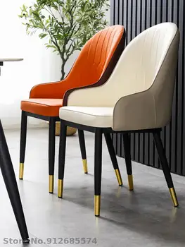Легкий обеденный стул со спинкой для роскошного дома в скандинавском стиле, простая и современная гостиничная сетка для переговоров, красный табурет для макияжа, кожа для ногтей