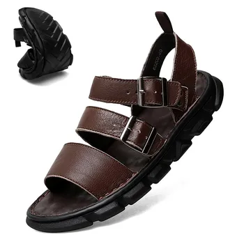 Новая мужская обувь, высококачественные повседневные кожаные пляжные сандалии, уличные Гладиаторские треккинговые ботинки, Тапочки, Модная водная обувь для скалолазания.