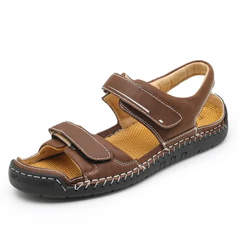 Мужские пляжные сандалии-гладиаторы, мягкая удобная уличная болотная обувь 38-48, брендовые летние мужские сандалии, мужские тапочки из натуральной кожи