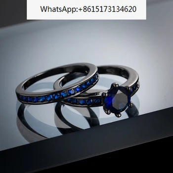 Кольцо с фантазийным сапфиром и бриллиантом 5ШТ Сеть красных модных колец Лучший друг пары Любит кольцо 