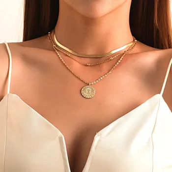 Круглое ожерелье-бирка для женщин, простая многослойная цепочка из бисера, ювелирный подарок на рождественскую вечеринку