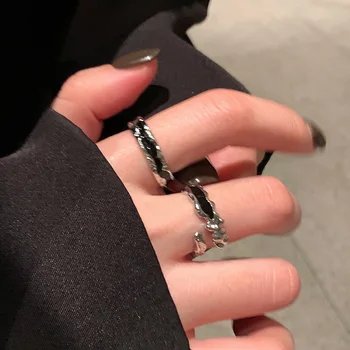 Новое темное кольцо в крутом маленьком стиле, кольцо неправильной формы для мужчин и женщин в винтажном простом стиле пары
