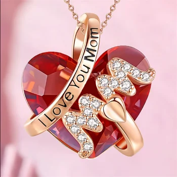 Изысканная мода Корея Роскошное ожерелье с кристаллами в виде сердца Рубиновое Ожерелье с подвеской для женщин Женские украшения для банкетов и вечеринок