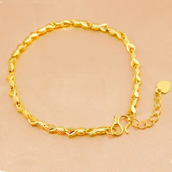Вьетнамское твердое золото 999 пробы имитация желтого золота долго не выцветает модный браслет ювелирные изделия тонкий браслет женские новинки