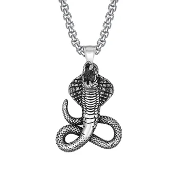 Ретро Хип-хоп Рок Ожерелье с подвеской в виде змеи, трендовое женское мужское ожерелье из свитера из нержавеющей стали, подвеска в виде кобры в стиле панк для мальчиков и девочек