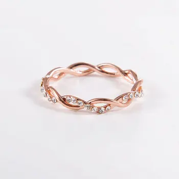 Классическое свадебное обручальное кольцо цвета розового золота для женщин, кристаллы для девочек, Подарочные кольца, Обручальное кольцо, роскошные ювелирные изделия для женщин