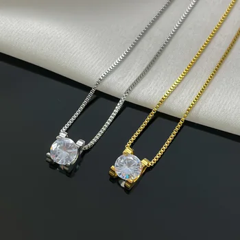 Ожерелье из нержавеющей стали в классическом простом стиле с одним кристаллом, модные украшения для женщин, прямая поставка для девочек, Оптовая продажа
