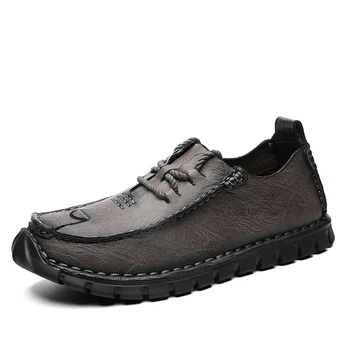 Дышащие мужские кроссовки для отдыха, нескользящая обувь, Мужская кожаная мужская обувь, кроссовки, трендовая повседневная обувь, Итальянская вулканизированная обувь