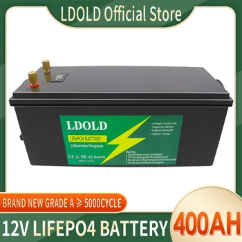 Литий-железо-фосфатный аккумулятор LiFePO4 12V 400Ah Встроенный BMS 5000 Циклов Для Замены Большей части резервного источника питания Домашнего Накопителя энергии