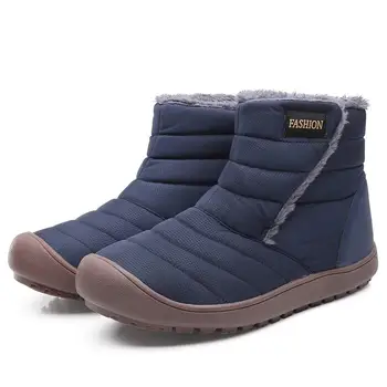 Зимние мужские зимние ботинки нового стиля, теплые ботильоны из толстого плюша, уличные меховые кроссовки, водонепроницаемые 36-46
