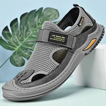 Новые Летние Дышащие Удобные Пляжные сандалии Roma на платформе, мужские модные Уличные Пляжные повседневные туфли с отверстиями Baotou Для мужчин