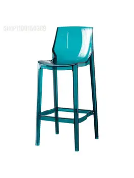 Скандинавский прозрачный барный стул со спинкой, высокий табурет для бара, легкая роскошь, простой современный креативный дизайнер, чистый красный пк, акрил