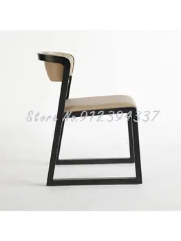 Обеденный стул из массива дерева в кофейне, современный простой стул для отдыха со спинкой, креативный обеденный стол и стул в отеле, офис продаж