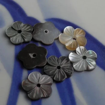Материал для декоративной инкрустации 10 шт., заготовки из черного жемчуга в виде цветка 10 мм