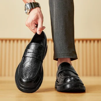 Мужские лоферы, обувь 2023, Модная летняя обувь, Новые удобные мужские туфли на плоской подошве, Брендовая кожаная Классическая Мужская повседневная обувь оригинального стиля.