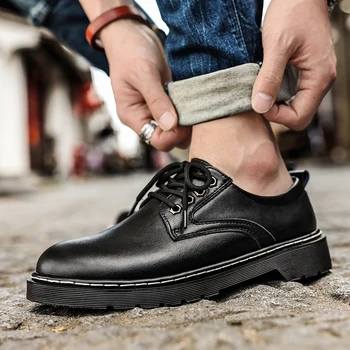Классическая мужская кожаная повседневная обувь в стиле ретро, брендовые мягкие мужские кроссовки, Дышащая мужская обувь для прогулок и вождения, рабочая обувь на толстой подошве
