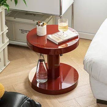 Средневековый круглый журнальный столик для гостиной из массива дерева, боковые стойки для дивана, реквизит для съемок, Дизайнерский круглый стол