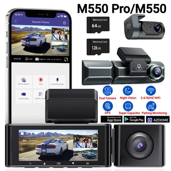 AZDOME M550 Pro 3-Канальный Видеорегистратор 4K + 1080P Dash Camera GPS WiFi Автомобильный Видеорегистратор Видеокамера С ИК-Ночным Видением 24-часовой Парковочный Монитор