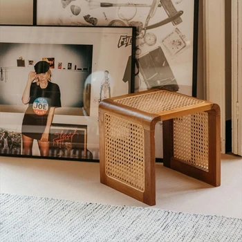 Плетеная мебель ручной работы из ротанга Для гостиной, Японский журнальный столик из массива дерева, Роскошный Ретро-креатив