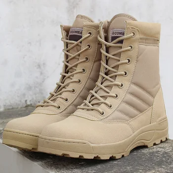 2023 Новые популярные модные мужские ботинки Зимние уличные кожаные военные Дышащие армейские боевые походные ботинки большого размера для пустыни