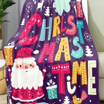 Рождественское Одеяло С Принтом Снежинки Праздничное Праздничное Одеяло Уютный Рождественский Диван с Принтом Лося И Снежинки Санта-Клауса на Рождество
