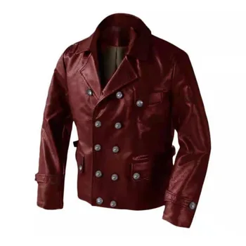 Кожаные пальто, верхняя одежда, зимние винтажные Y2K, осенние куртки из искусственной кожи, двубортные кожаные мужские средневековые пальто, мотоциклетные куртки