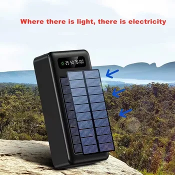 Аккумулятор солнечной энергии емкостью 100000 мАч, питание для зарядки телефона большой емкости, внешний аккумулятор, быстрое зарядное устройство для телефона для iPhone