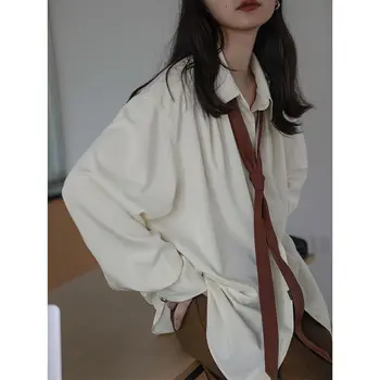 Ранняя осень, милая и прохладная рубашка в стиле нишевого дизайна, свободный галстук, простая и тонкая рубашка в корейском стиле, женская рубашка