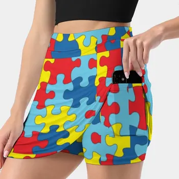 Женская юбка Y2K Летняя одежда в стиле Kpop 2022 года, брючная юбка с карманом, посвященная аутизму