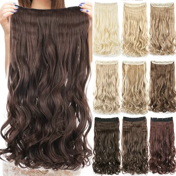 Soowee Длинные волнистые синтетические волосы Коричневая заколка для наращивания искусственных волос Цельные заколки для волос для женщин