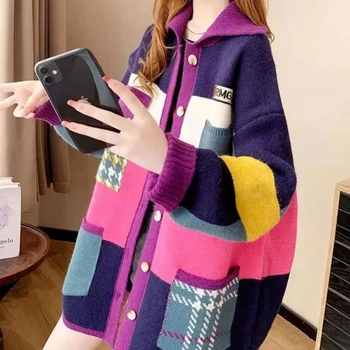 Вязаный кардиган-свитер корейской версии, свободный облегающий дизайн, снижающий возраст, студенческая куртка