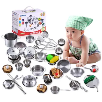 Набор мини-кухонных игрушек из 25шт для детей из нержавеющей стали Может содержать обучающую игрушку для приготовления пищи