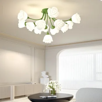 Потолочный светильник в скандинавском стиле с цветочным рисунком, светодиодный Белый /зеленый акриловый потолочный светильник для гостиной, спальни, детской комнаты, декоративных светильников для дома