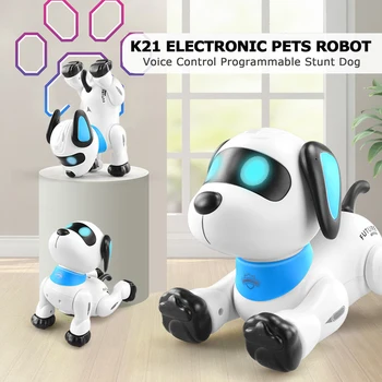 LE NENG K21 Электронный робот-собака, собака-каскадер, игрушка для собак с дистанционным управлением, Голосовое управление, Программируемая сенсорная музыкальная игрушка для танцев