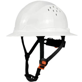 Строительный защитный шлем с отверстиями, рабочий шлем с полными полями, большой дышащий солнцезащитный козырек, строительный железнодорожный шлем