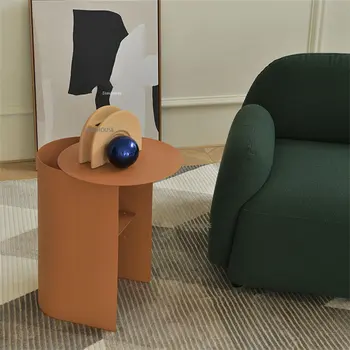 Журнальный столик из кованого железа в скандинавском стиле, мебель для гостиной, минималистичные вставки, приставной столик для дивана, дизайнерские журнальные угловые шкафы для хранения
