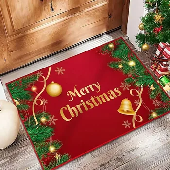 Рождественский ковер Кухонный коврик из сверхпоглощающей микрофибры, нескользящий, можно стирать в машине, Рождественский ковер для кухни на полу