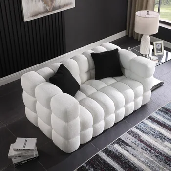 Белый диван marshmallow, диван букле, 3-местный диван, длина 62,2 дюйма, глубина 35,83 дюйма