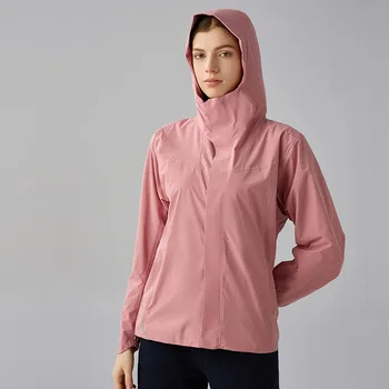 Однотонная спортивная куртка с капюшоном, женская толстовка для фитнеса на молнии, Ветрозащитная Теплая куртка для йоги, одежда для бега и альпинизма.