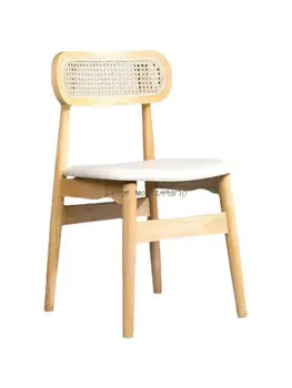 Обеденный стул из массива дерева в скандинавском стиле, плетеный из ротанга, домашний дизайнерский ресторан ins в японском стиле, обеденный стол для ночлега и завтрака