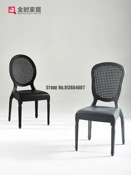 Современный простой обеденный стол, стул для домашней столовой, пластиковый стул с утолщенной французской ретро-спинкой, отдельный обеденный стул