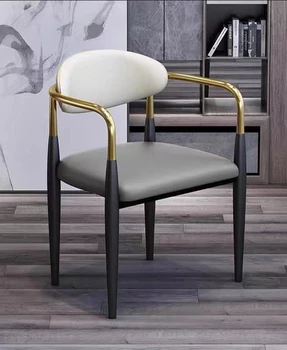 Итальянские обеденные стулья, Роскошные Мягкие Кожаные стулья для гостиной, стулья с металлической спинкой, Кресло для отдыха, Мебель для отдыха, Cha