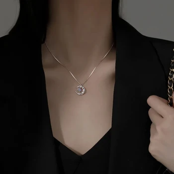 Ожерелье с Луной и восьмиконечной звездой из стерлингового серебра 925 пробы для женщин, ювелирные изделия для темперамента, Подарок для вечеринки, Модные аксессуары
