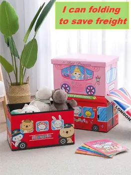 Кожаный складной красочный мультяшный табурет большого размера, ящик для хранения детских игрушек, простой диван в гостиной, отделение для детских перчаток