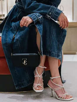 Женская обувь высокого бренда 2023, Банкетная вечеринка, очень высокие каблуки, Римские сандалии со стразами и пряжкой в виде сердца, туфли-лодочки на шпильке с квадратной головкой