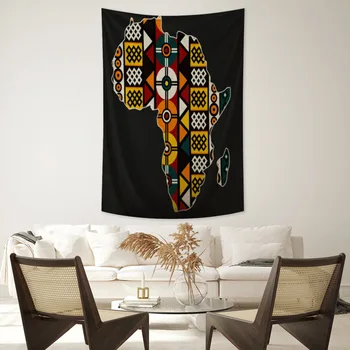 Карта Африки с геометрическим рисунком, крупное тканевое настенное покрытие, мем-гобелен, эстетичный декор спальни, ковер, тканевые коврики на заднем плане